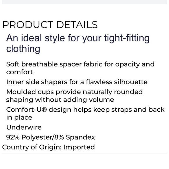 NWT- B36- Wonderbra Comfort -U Design Full-Support Underwire Bra - White - Picture 3 of 12